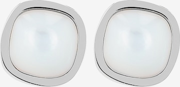 Akzent Earrings 'Edelstahl/ Perlmutt, Schraubverschluss, hautverträglich' in Silver: front