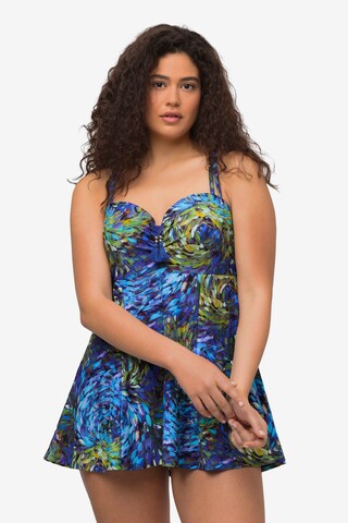 Ulla Popken Bustier Tankini in Blauw: voorkant