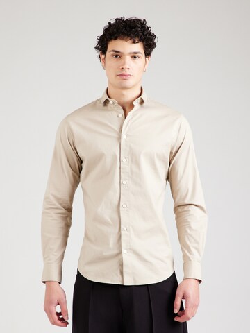 JACK & JONES Slim fit Business shirt 'JPRBLAJAxon' in Beige: front