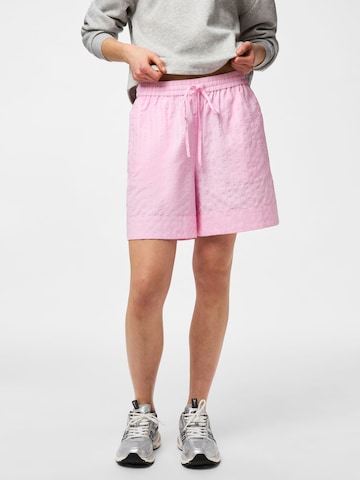 Loosefit Pantalon PIECES en rose : devant