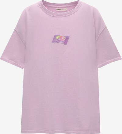 Pull&Bear T-shirt en vert clair / violet pastel / violet foncé / rose clair, Vue avec produit