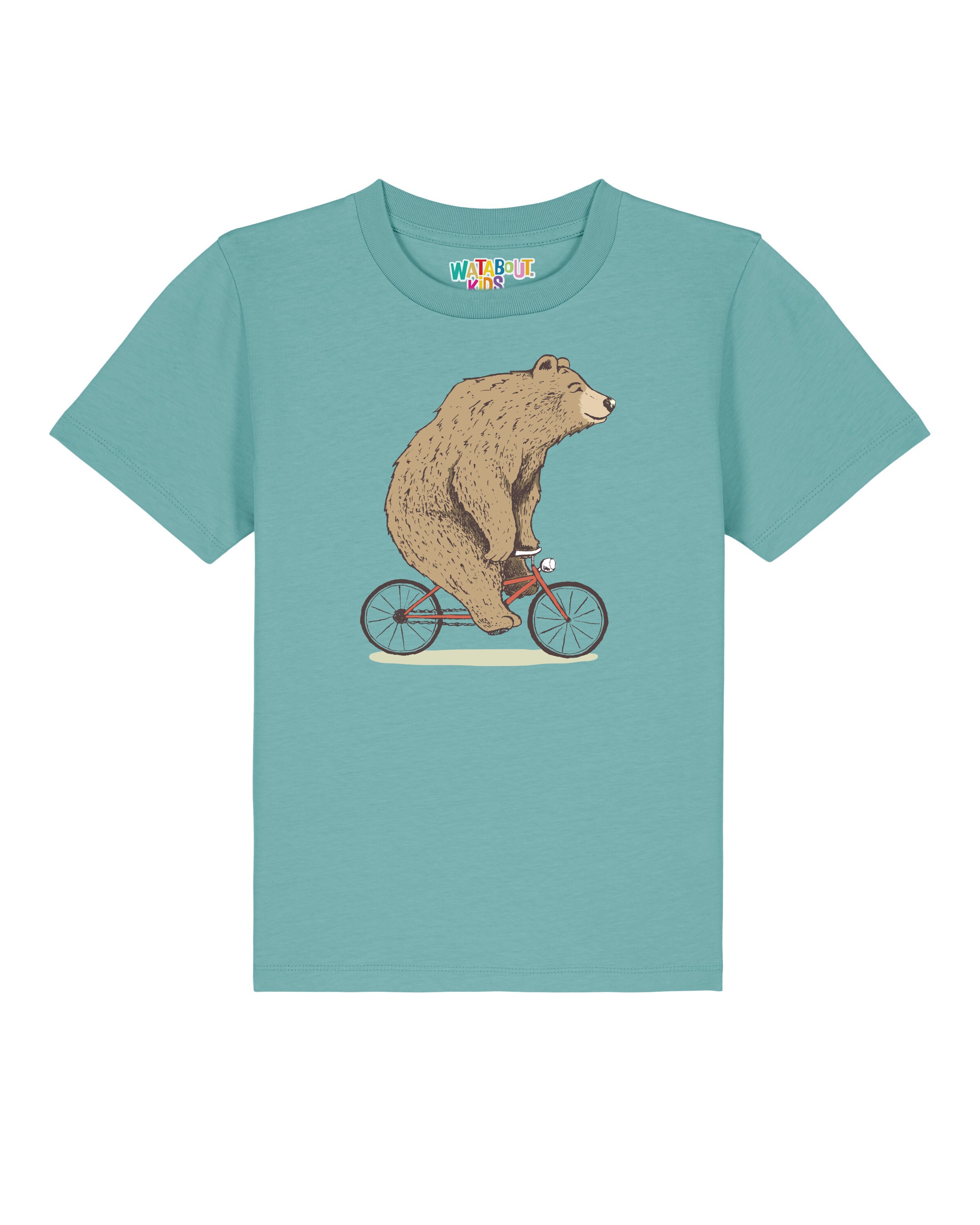 Maglietta 'Fahrradbär' di watabout.kids in blu: frontale