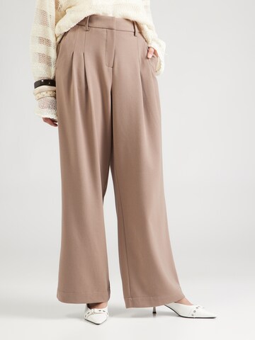 MSCH COPENHAGEN Wide leg Pleat-Front Pants 'Henrika' in Brown: front