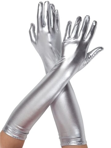 Dirndline Full Finger Gloves 'Metallic' in Silver: front
