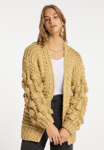 IZIA Knit Cardigan in Beige: front