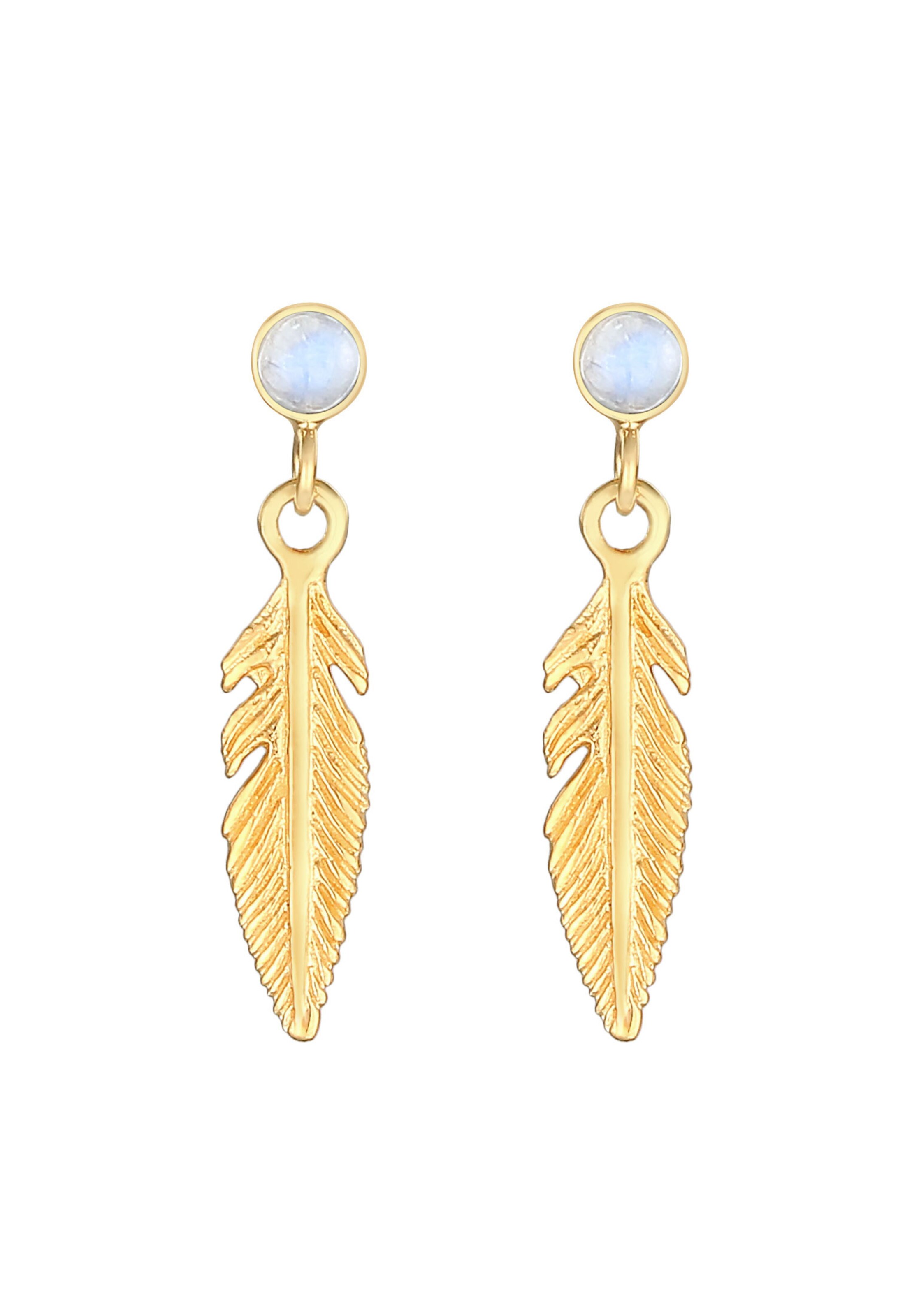 ELLI Ohrringe Boho, Feder in Gold: Vorderseite