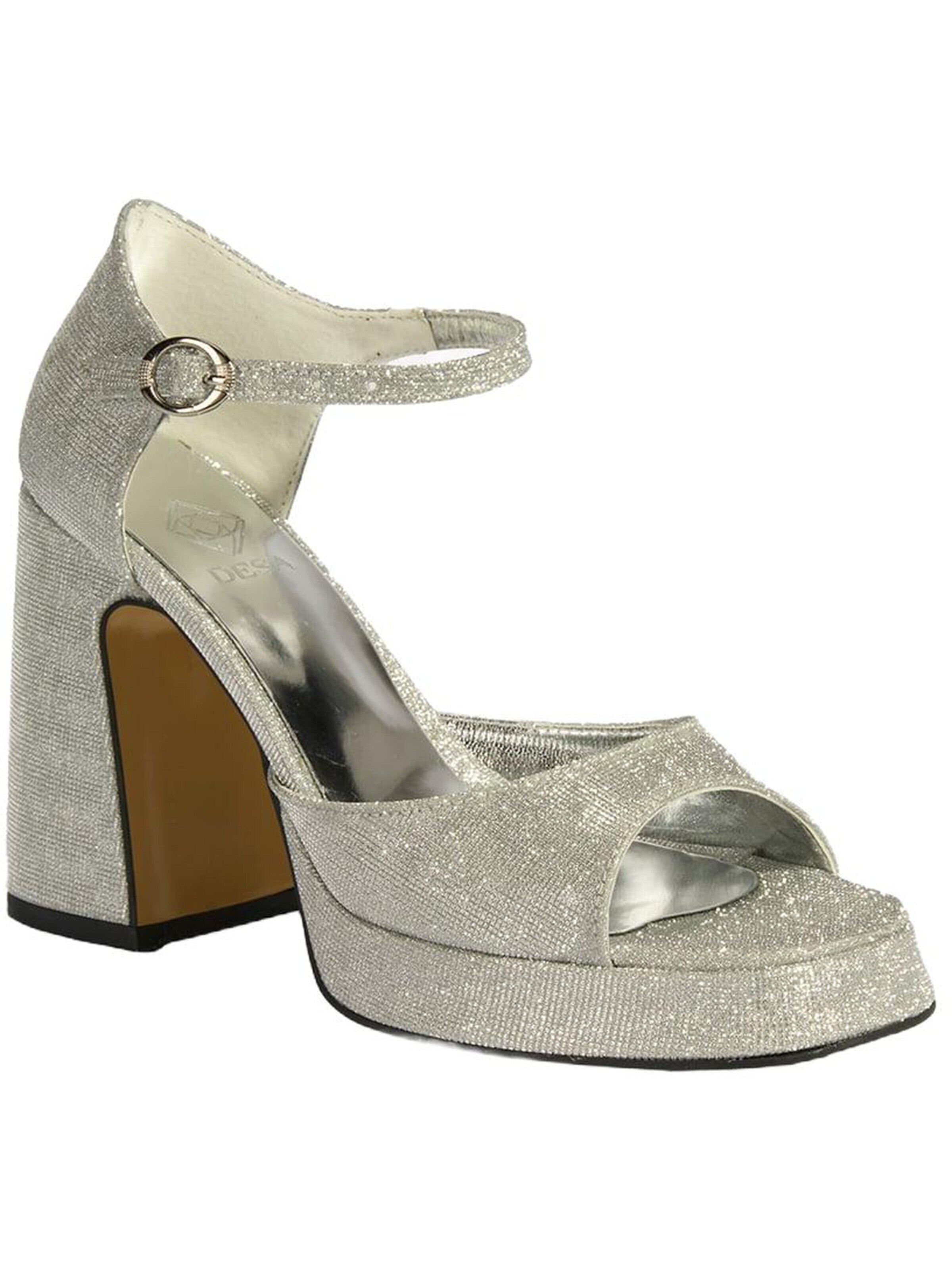 Desa Strap sandal 'Plateau-Absätze' in Silver: front