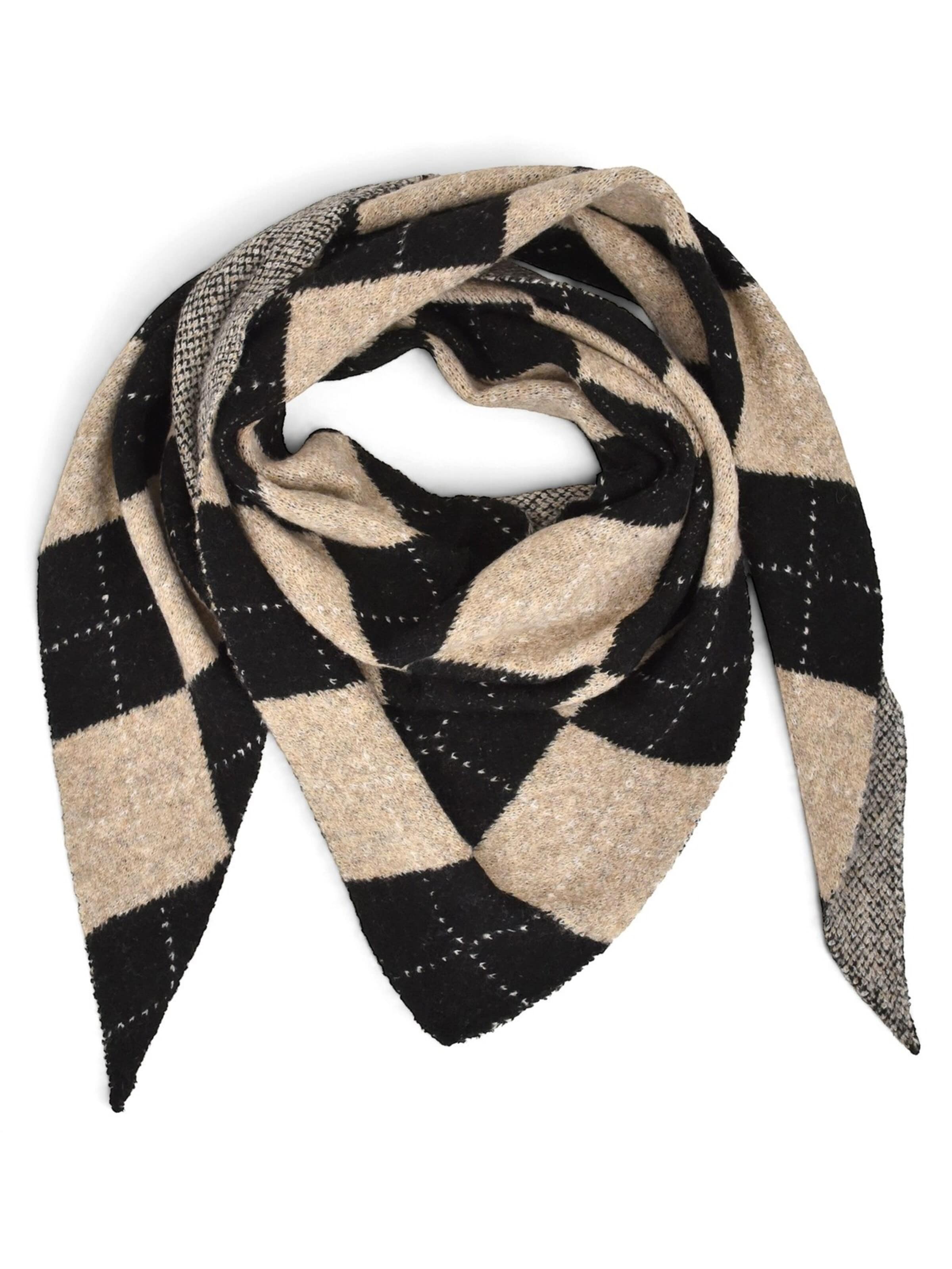 styleBREAKER Tuch 'Strick Dreieckstuch mit Argyle Muster & Wendeseite'‌‌‌‌‌‌ in Schwarz: Vorderseite