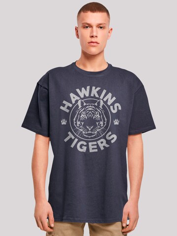 T-Shirt 'Stranger Things Hawkins Grey Tiger Netflix TV Series' F4NT4STIC en bleu : devant