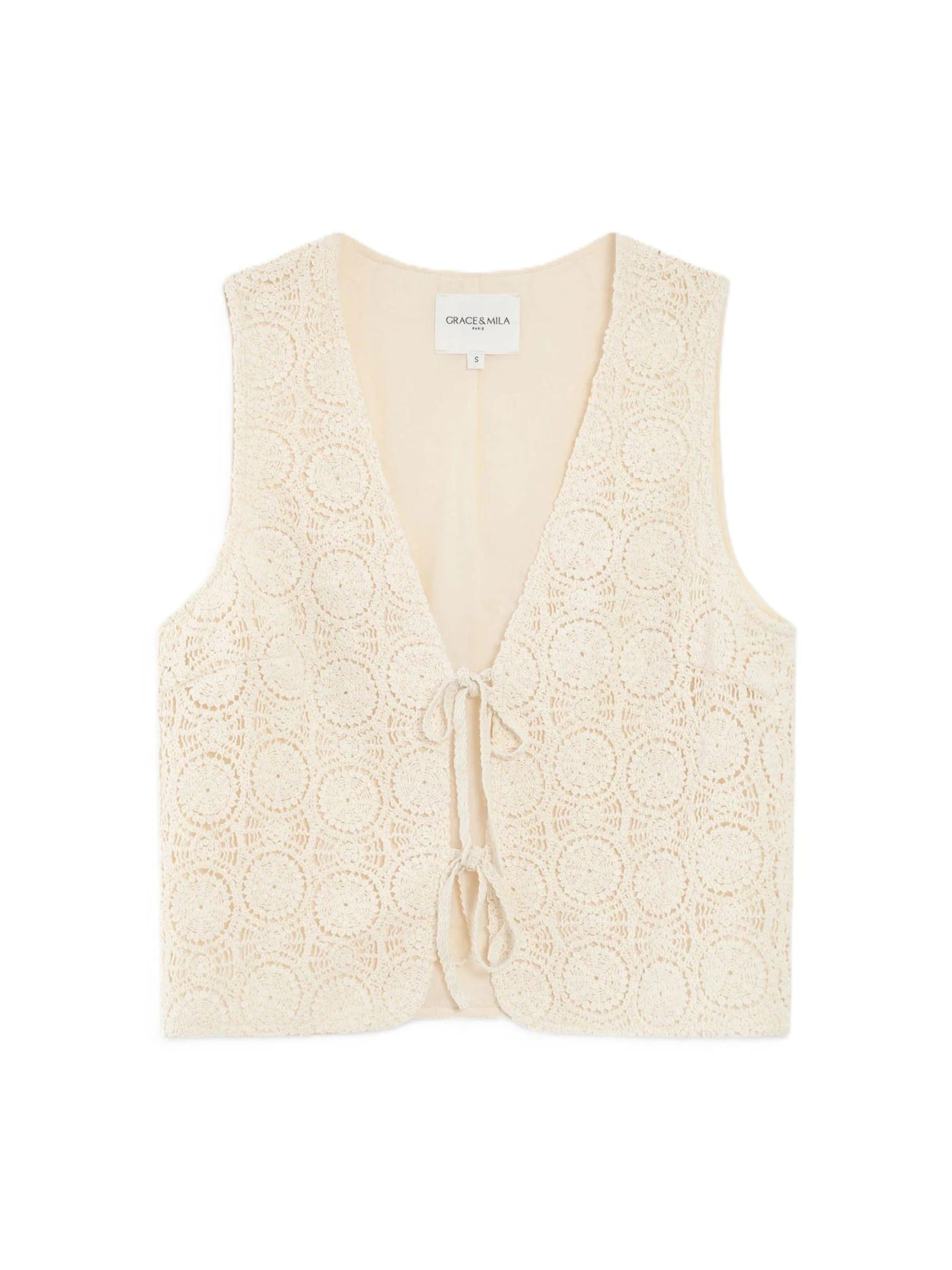 Grace & Mila Knitted Vest 'VONY' in White: front