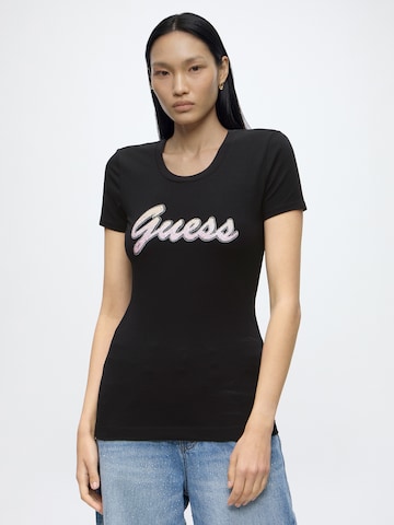 Tricou 'DEGRADE' de la GUESS pe negru: față