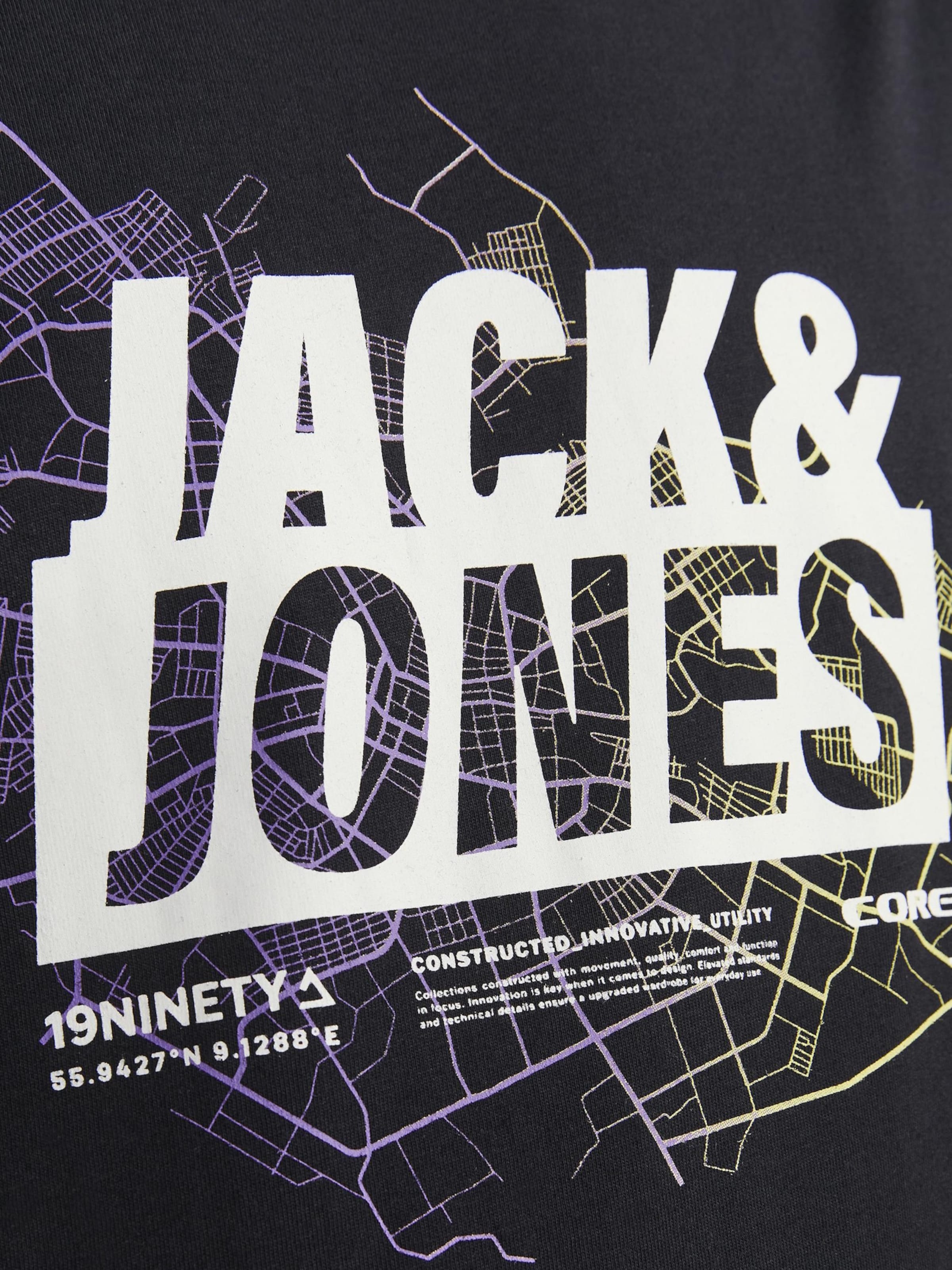 JACK & JONES Shirt 'Map' in Black