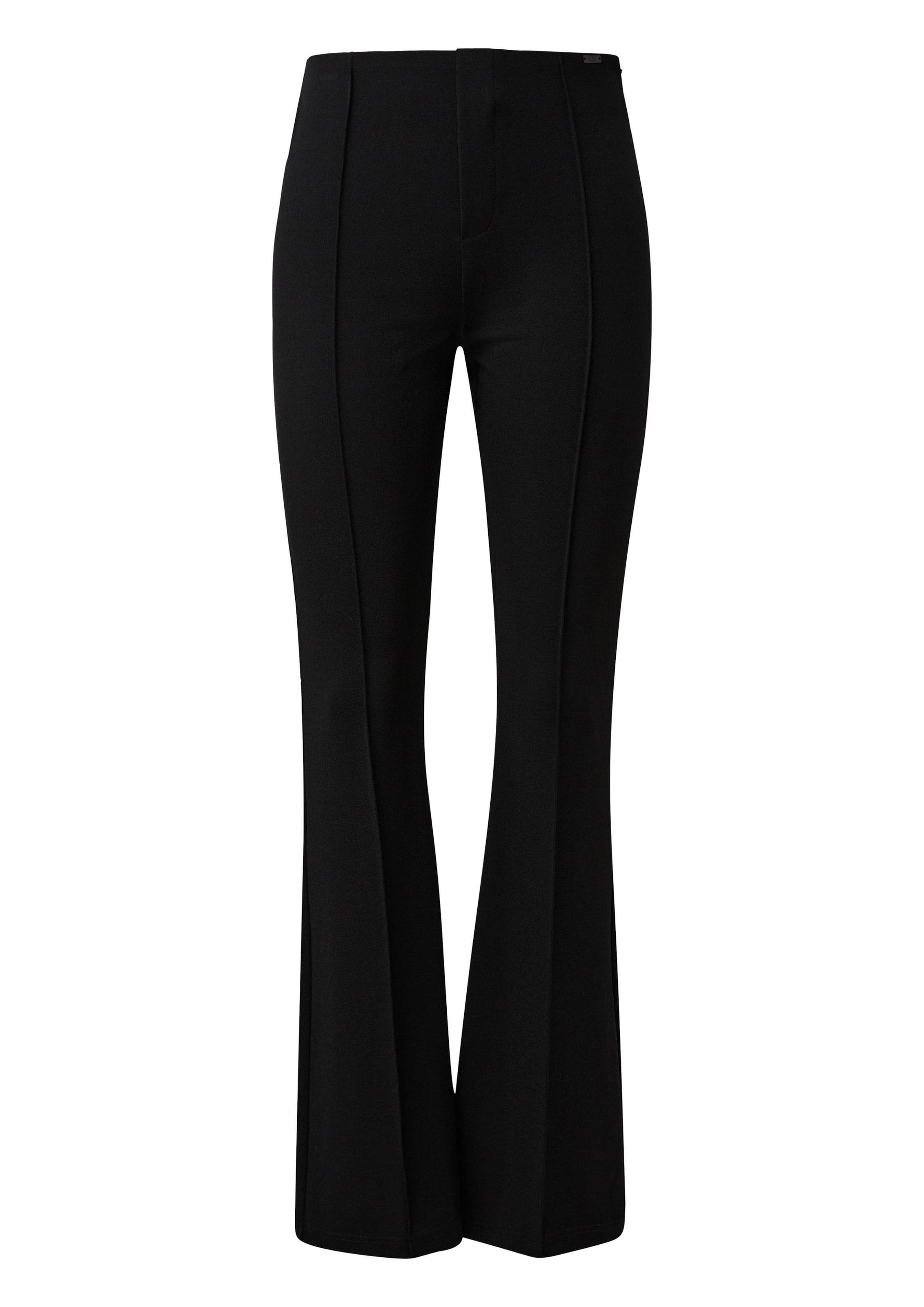 QS Flared Broek in Zwart: voorkant