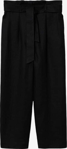 MANGO Normální Kalhoty se sklady v pase 'Ampabelt' – černá: přední strana