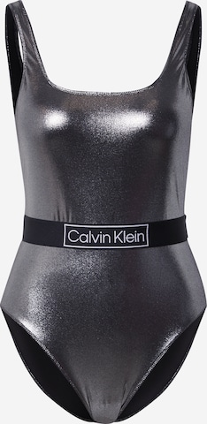 Calvin Klein Swimwear صدرية ثوب السباحة بلون فضي: الأمام