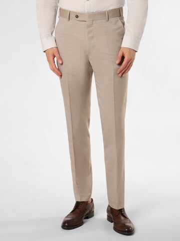 WILVORST Regular Pleated Pants in Beige: front