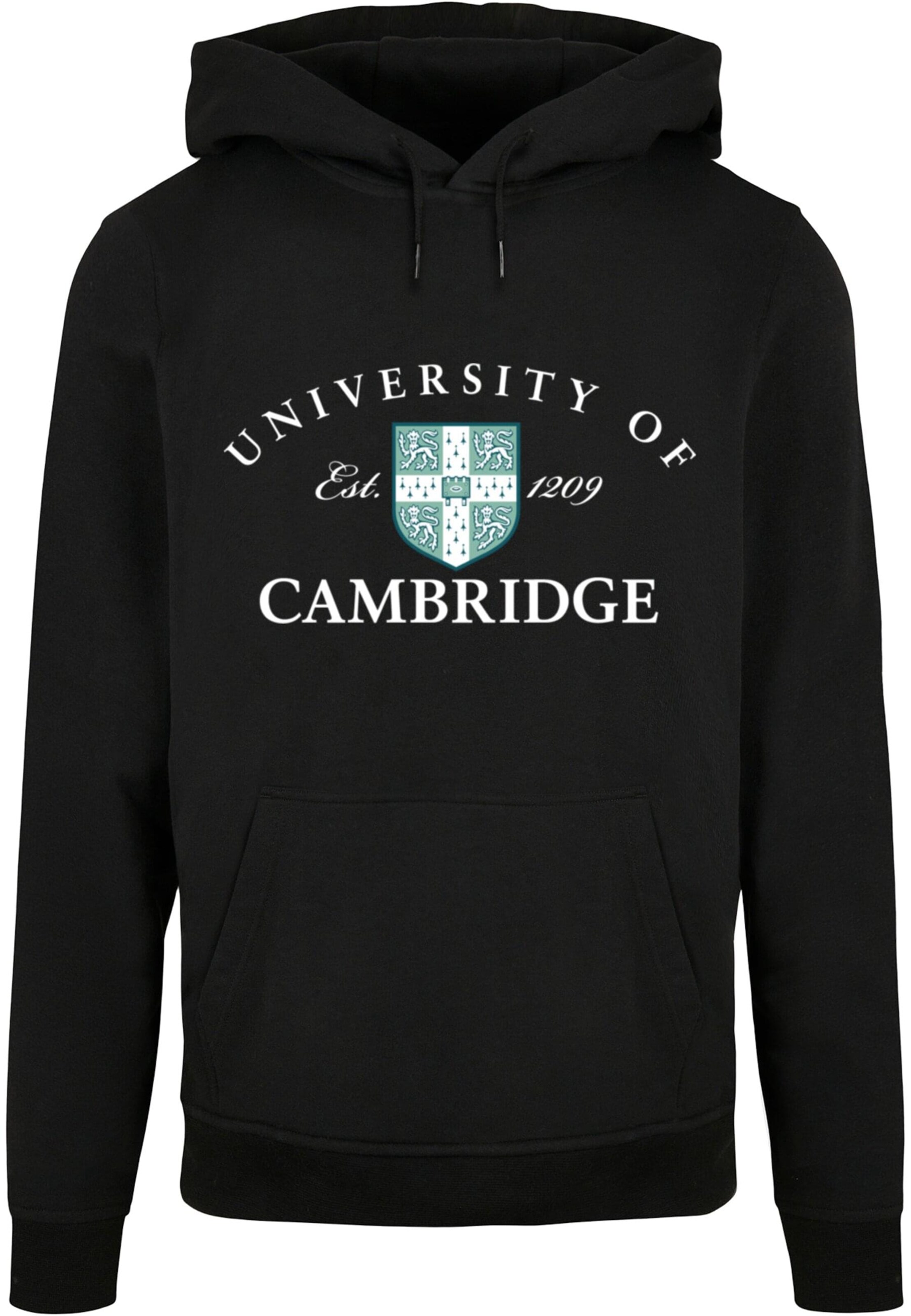 Merchcode Sweatshirt 'University Of Cambridge - Est 1209' in Black: front
