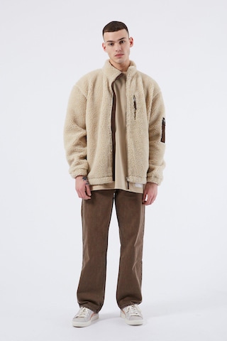 Dr. Denim Fleece Jacket 'Ethan Pile' in Brown: front