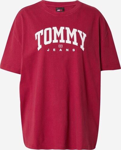Tommy Jeans Свободна дамска риза 'VARSITY' в огнено червено / бяло, Преглед на продукта