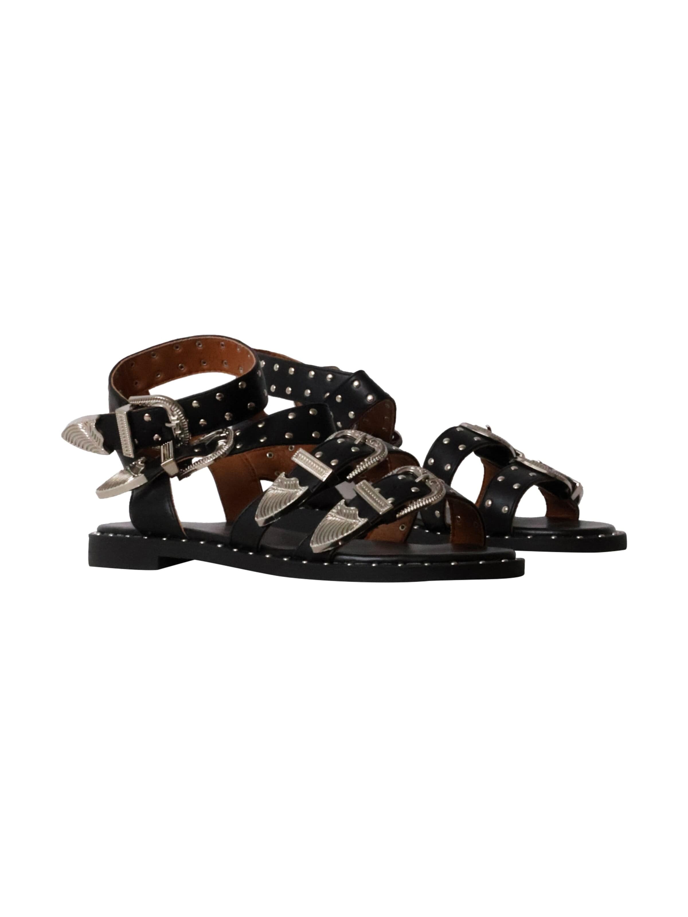 Super Mode Sandały 'Flache Sandalen mit Riemchen von Bestelle' w kolorze czarny