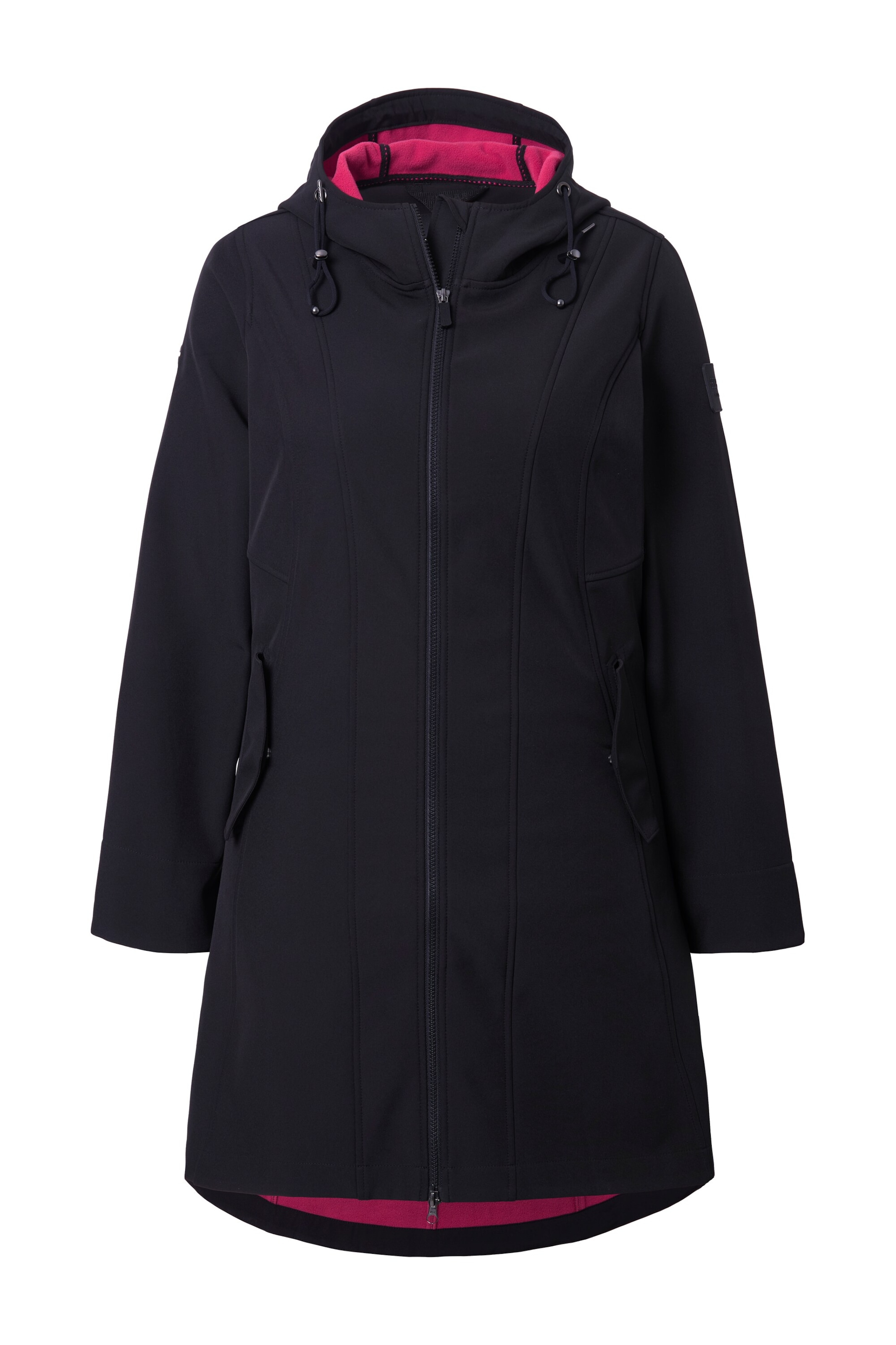 Ulla Popken Toiminnallinen pitkä takki 'Hyprar' värissä musta: etupuoli