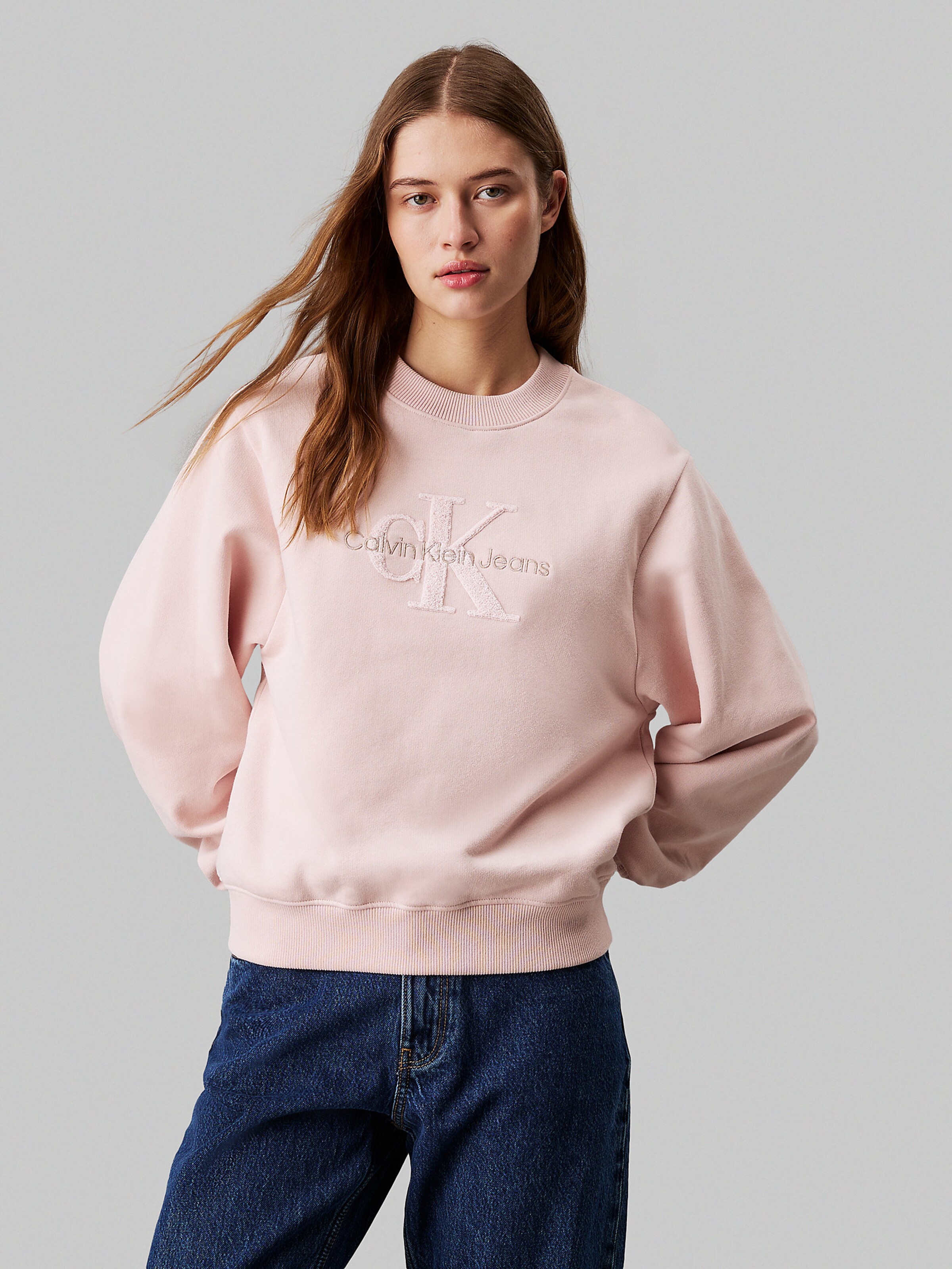 Calvin klein jeans pink sweatshirt hotsell