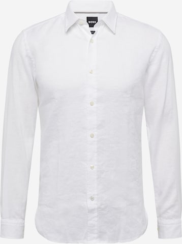 BOSS Black Button Up Shirt 'Roger' in White: front