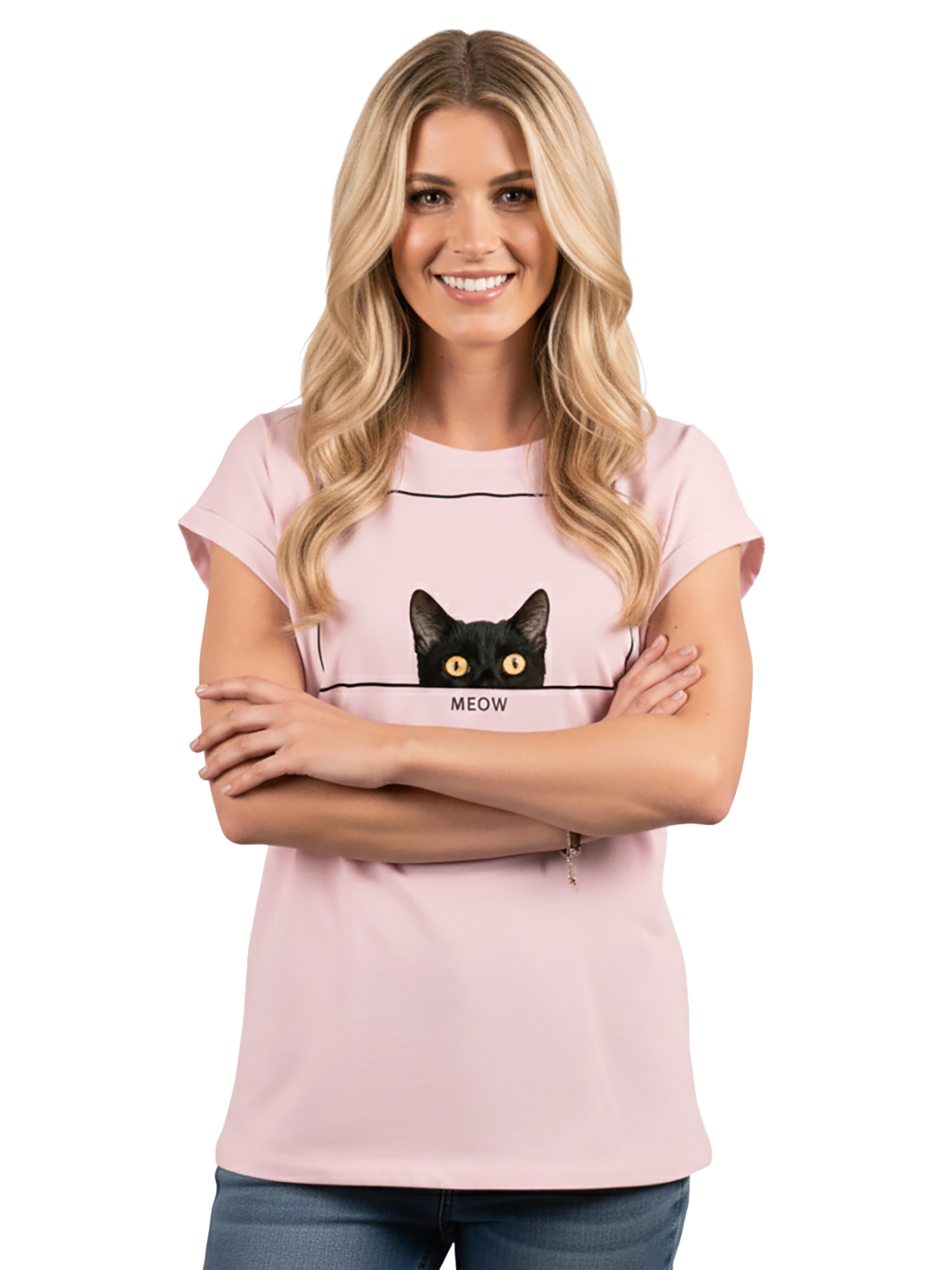 MAKAYA Shirt 'Cat Frame' in Pink