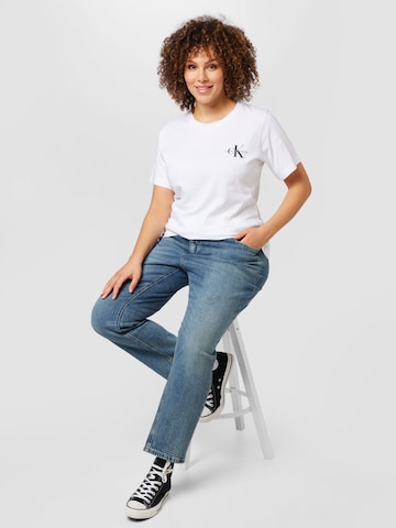 balta Calvin Klein Jeans Curve Marškinėliai
