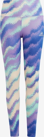 ADIDAS SPORTSWEAR Skinny Workout Pants 'Dance Aeroready High-Waisted Printed' in Blue: front