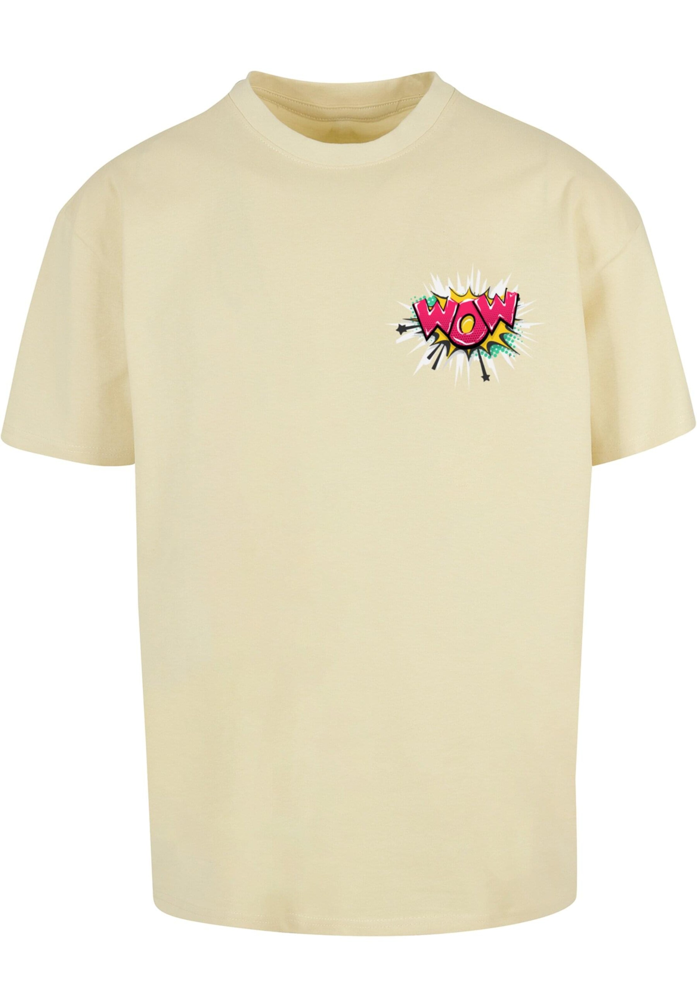 Merchcode Shirt ' WOW Comic' in Geel: voorkant