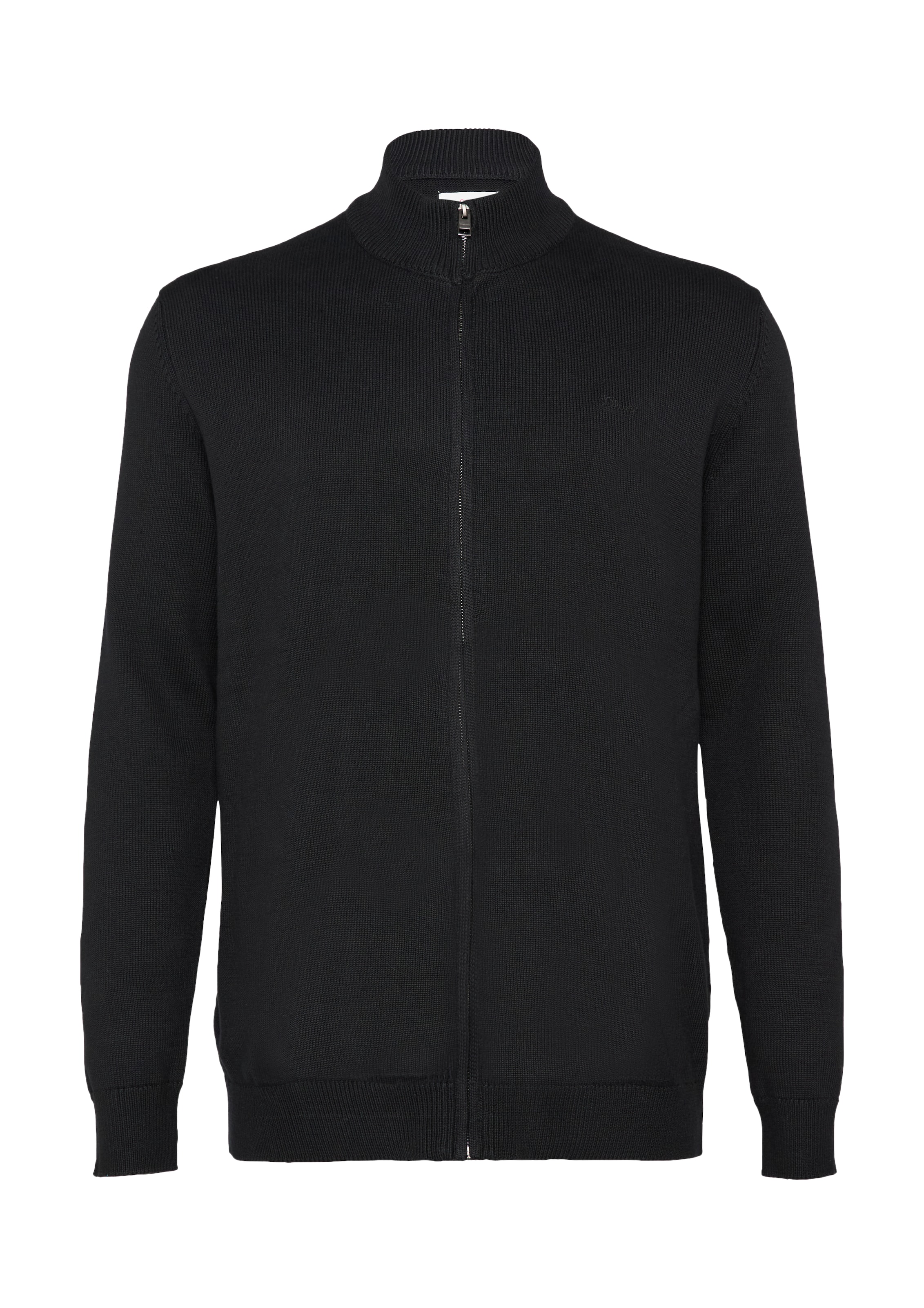 s.Oliver Men Big Sizes Strickjacke in Schwarz: Vorderseite