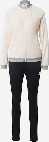 smėlio ADIDAS SPORTSWEAR Treniruočių kostiumas 'Essentials 3-Stripes': priekis