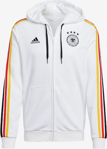 ADIDAS SPORTSWEAR Athletic Zip-Up Hoodie 'DFB DNA' in White: front