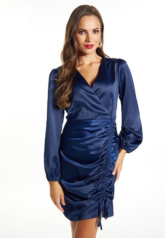 Robe de cocktail faina en bleu : devant