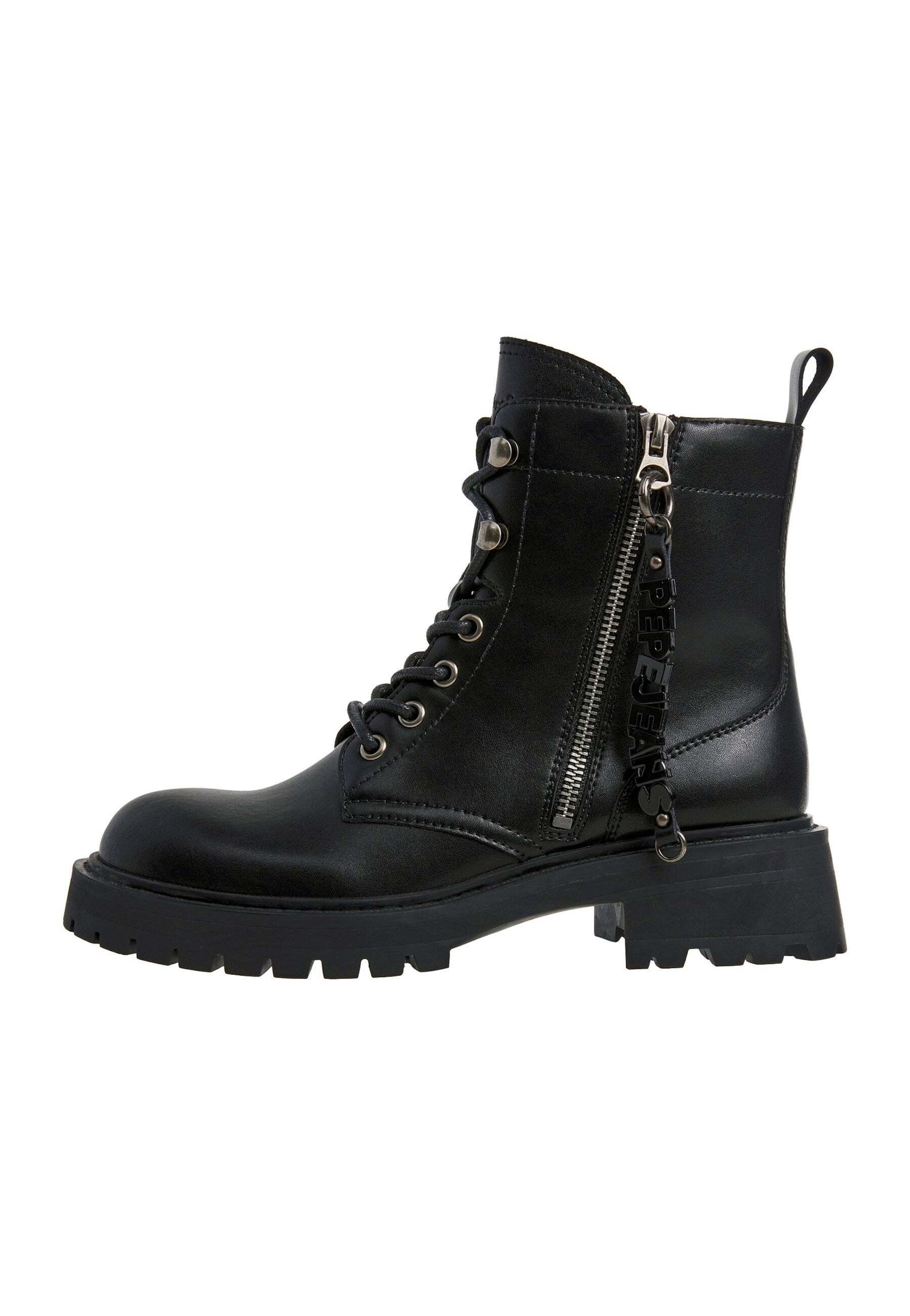 Pepe Jeans - Botines con cordones 'Stacy Player' en negro: frente