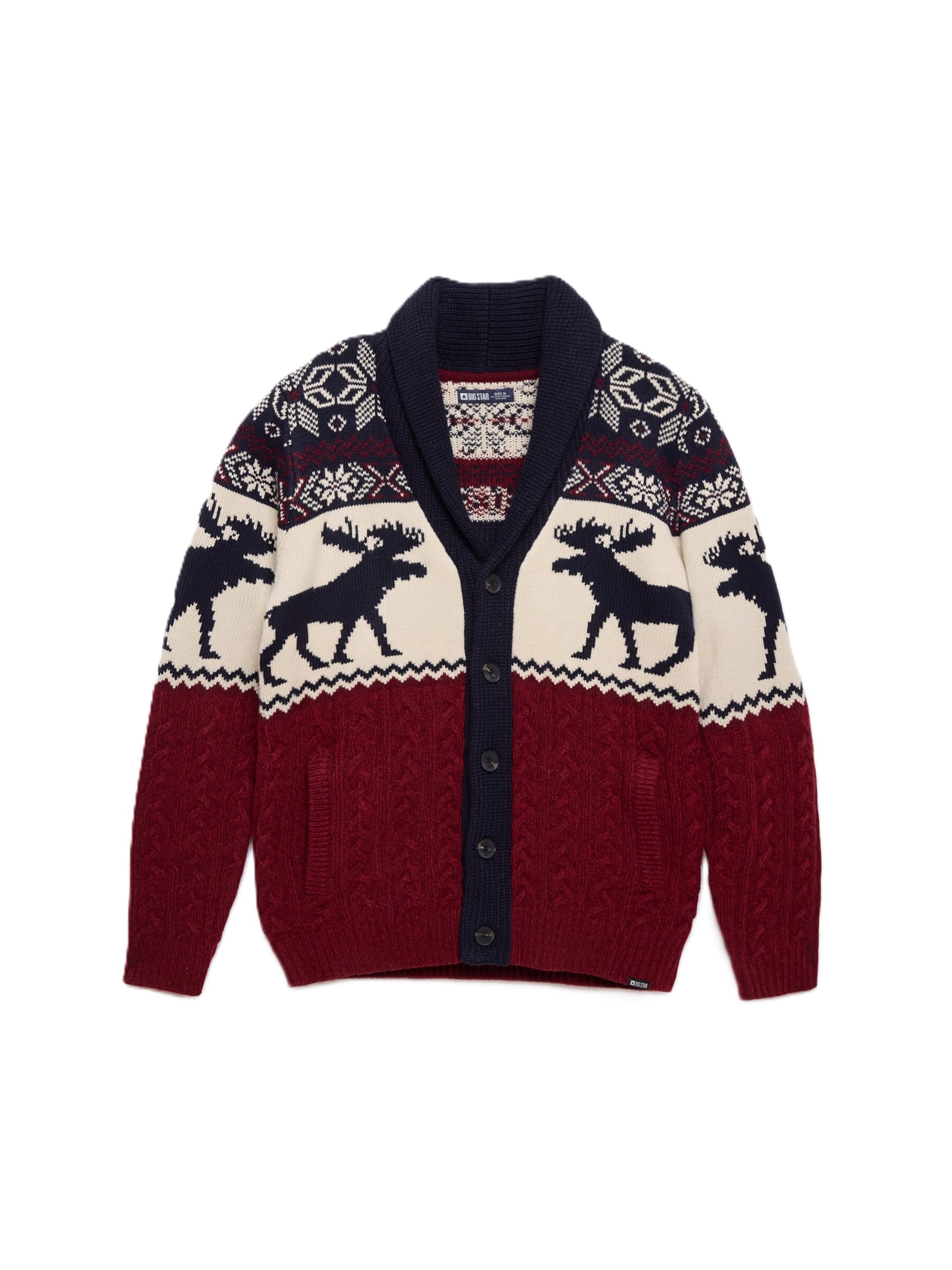 BIG STAR Knit cardigan 'LORENZO' in Cream / Navy / Bordeaux, Item view