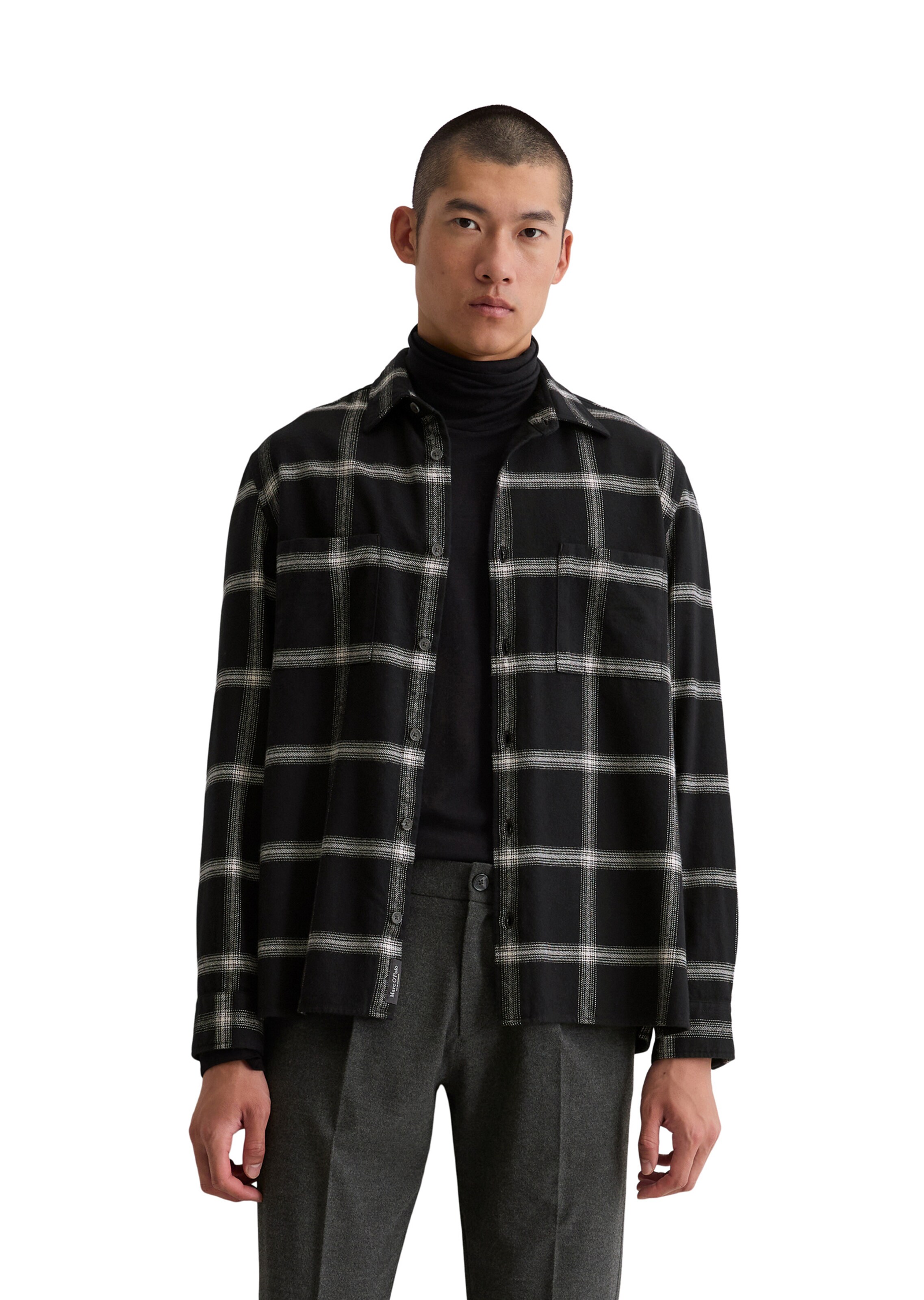 Marc O'Polo Regular fit Button Up Shirt in Black: front