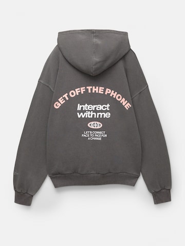 Felpa 'PACIFIC PHONE' di Pull&Bear in grigio