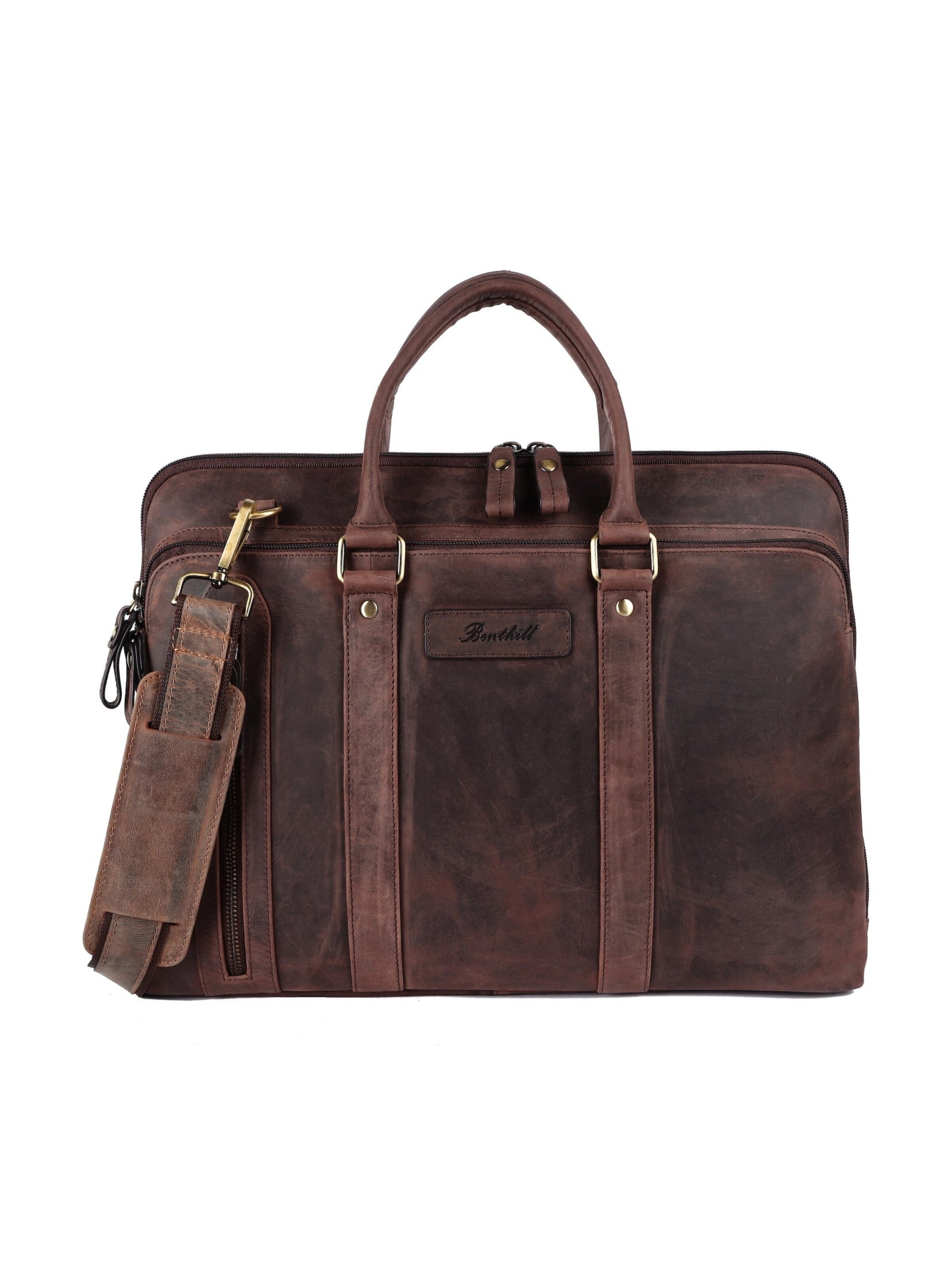 Benthill Laptop Bag in Brown: front