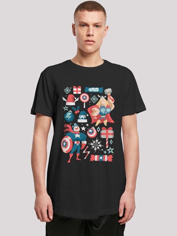 F4NT4STIC Shirt 'Marvel Universe Thor And Captain America Weihnachten' in Zwart: voorkant