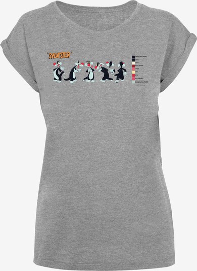 F4NT4STIC Shirt 'Looney Tunes Sylvester Colour Code' in de kleur Grijs gemêleerd / Gemengde kleuren, Productweergave