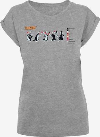F4NT4STIC Shirt 'Looney Tunes Sylvester Colour Code' in Grau: Vorderseite
