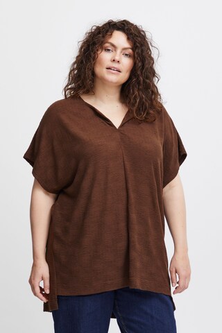 Fransa Curve - Camisa 'Jonie' em castanho: frente