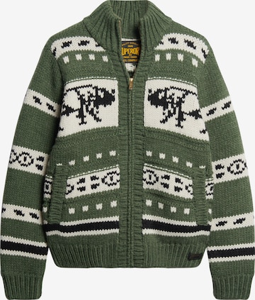 Superdry Gebreid vest in Groen: voorkant