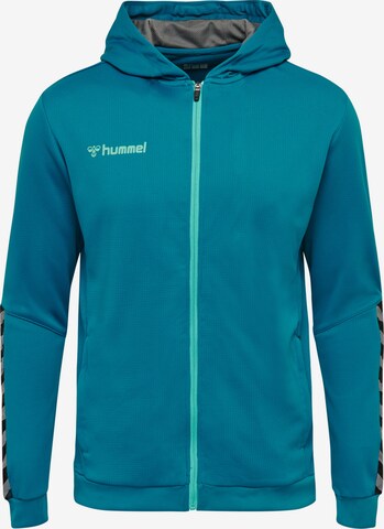 Hummel Athletic Zip-Up Hoodie 'Poly' in Blue: front