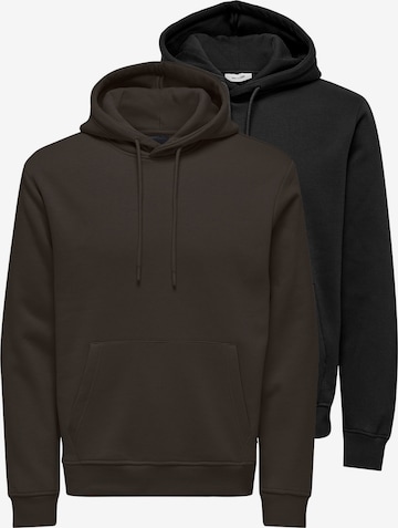 Only & Sons Sweatshirt 'Connor' in Brown: front