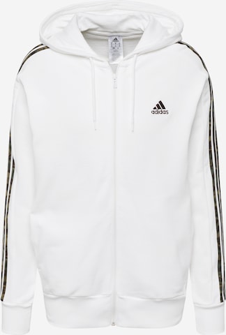 ADIDAS SPORTSWEAR Спортна жилетка с качулка в бяло: отпред