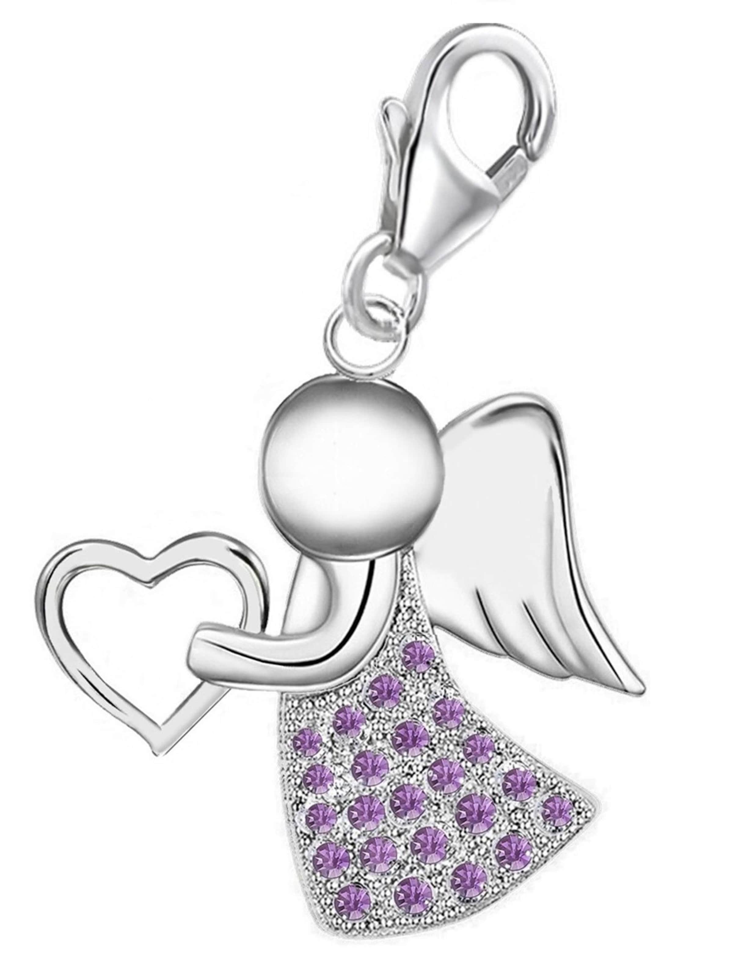 Goldene Hufeisen Pendant 'Schutzengel' in Purple: front