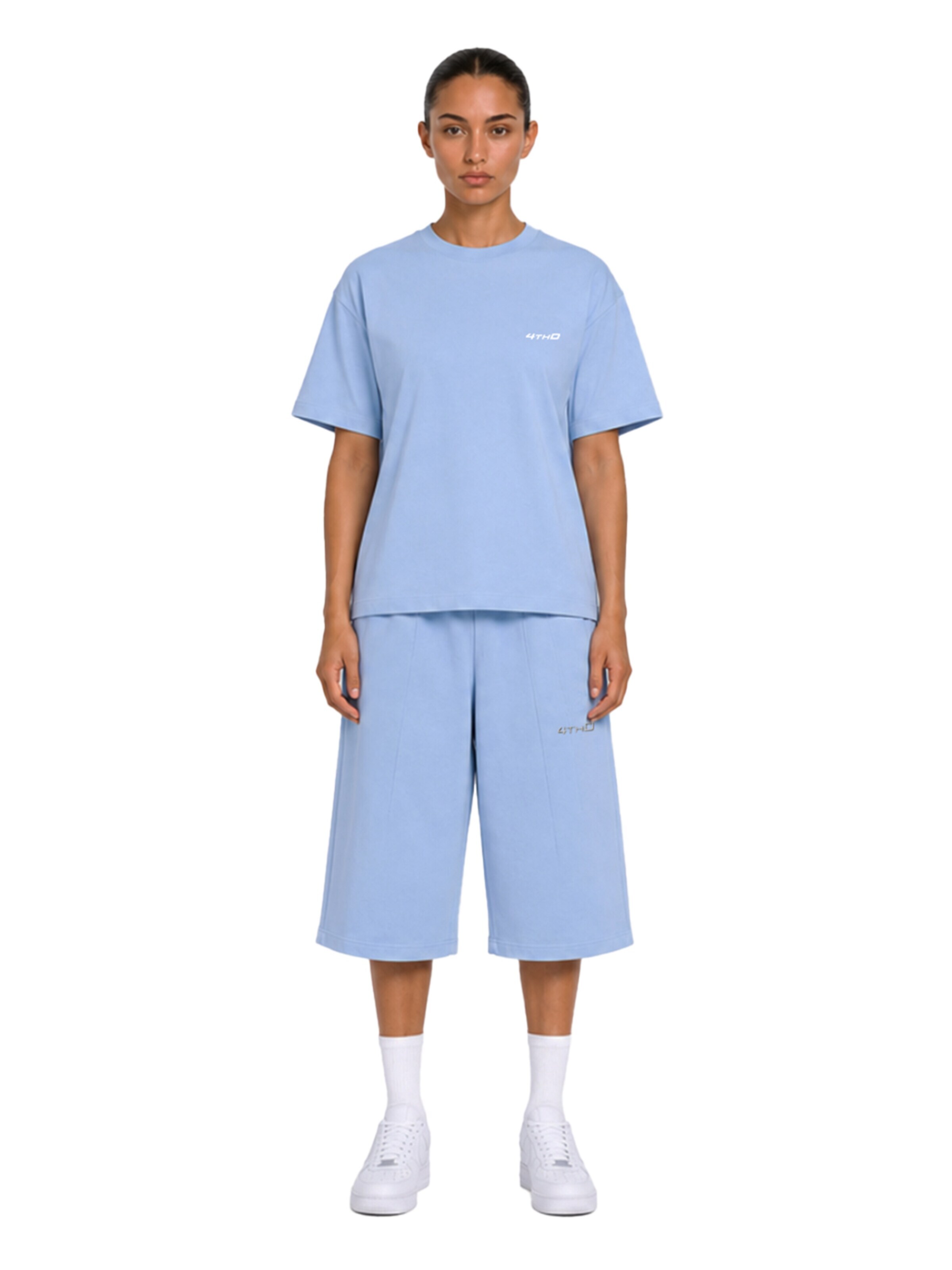 4thD - Camiseta 'Slim Fit Tee - Sky Blue' en azul